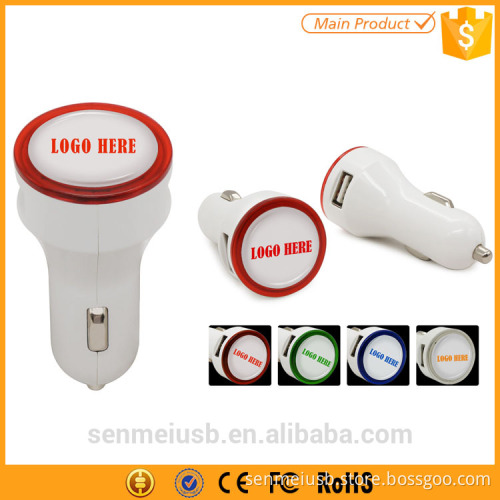 2015 Wholesale USB Car Charger Adapter LED Logo Light Fast Charge for iPhone iPad